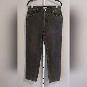 H&M High Rise Mom Button Fly Jeans Sz 6 Gray